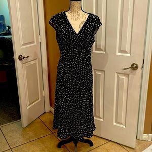 Black pokey dot ankle length dress